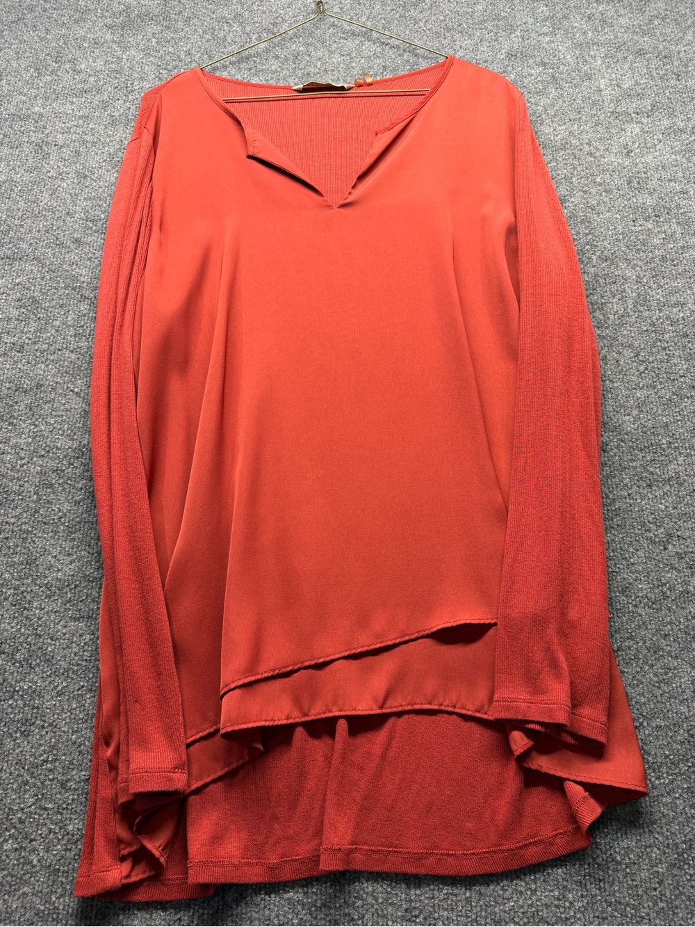 Soft Surroundings burnt orange Layered V‑Neck Long Sleeve Tunic